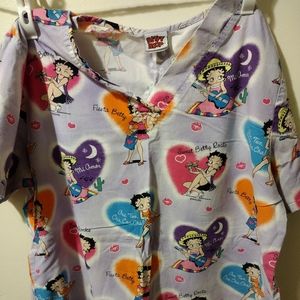 Betty Boop Nurse Scrubs Shirt Top